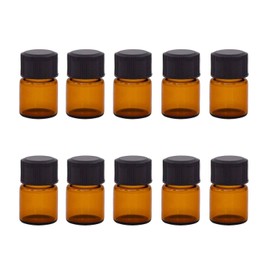 PENCK 10pcs 2ml Little Brown Glass Bottle Vials with Black Screw Cap, Small Graduated Sample Container, Empty Leak-Proof Storage Test Vials for Sample Capture and Storage