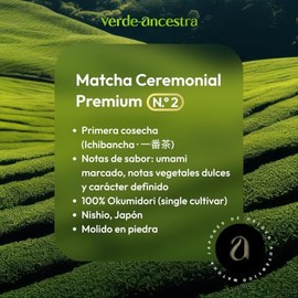 Matcha Ceremonial Premium Japons  Single Cultivar Okumidori, Primera Cosecha (50 g)  Verde Ancestra Premium N. 2                                      