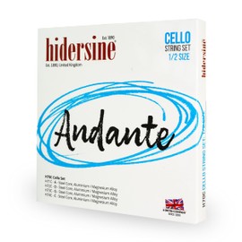 Hidersine Andante CELLO String SET for 1/2 size. Steel Core, Alloy String. Longevity & Ease of Playing Feel. Excellent Tone & Great Value. Ideal for Cello Students Full Sized or 3 Quarter Cellos.