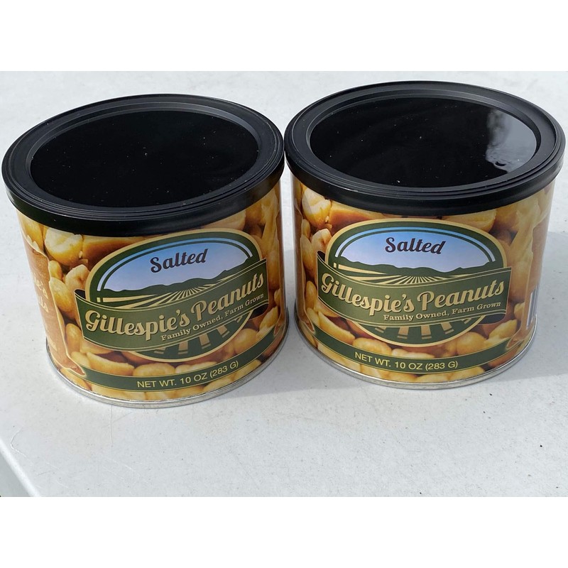 Salted 10oz cans Gillespie's Peanuts grown on our family farm!