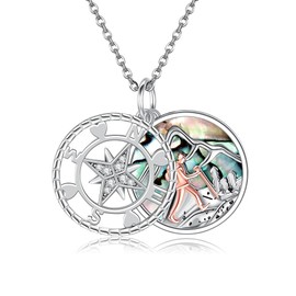 AXOMY Compass Necklace 925 Sterling Silver Travel Waywalker Mountain Pendant Necklace Compass Jewelry Gift for Women Men, Sterling Silver, No Gemstone