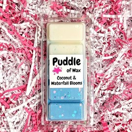 Puddle of Wax - Coconut & Waterfall Blooms Soy Wax Melt Snap Bar - 50g - Calm & Relaxing Scent - Vegan Friendly - Made in the UK