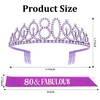 Uintoon 80th Birthday Decorations Purple Tiara Crown and 80 &