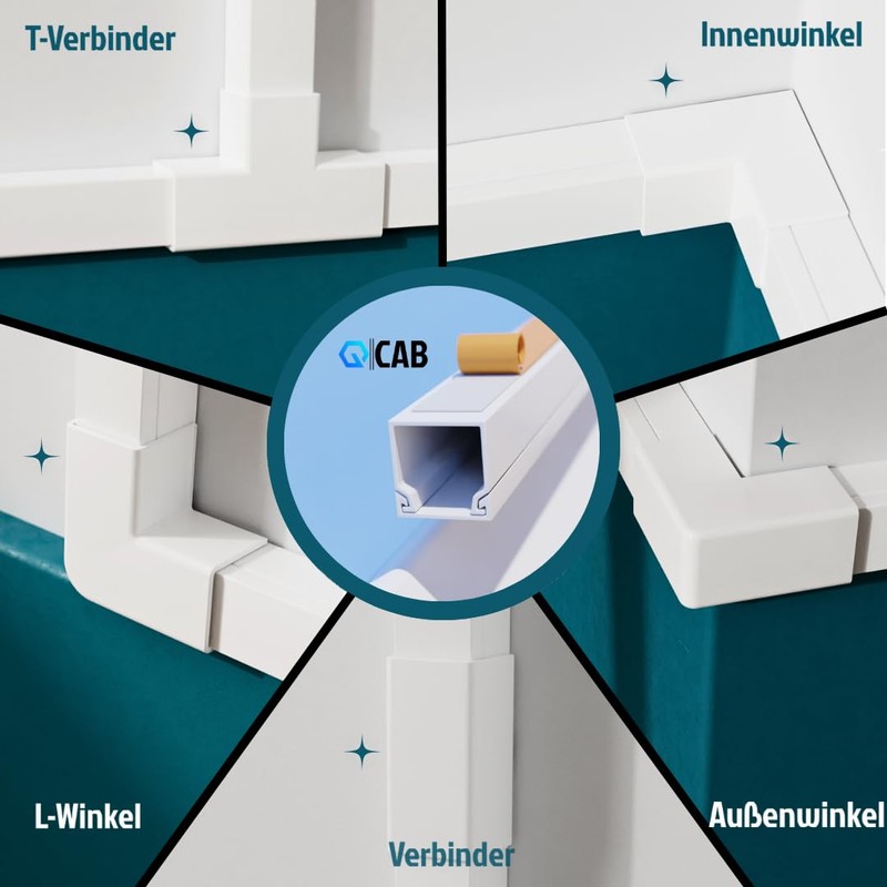 QCAB Connectors Set for Cable Duct 1.5 x 1.0 cm,