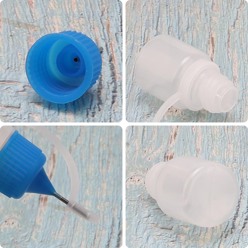 10pcs 3ml Empty Plastic Dropper Bottles Metal Needle Bottle Blue