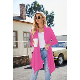 Uvog Plus Size Summer Cardigan for Women Lightweight Long Duster Cardigans Dressy Casual Light Sweater Hot Pink 3X