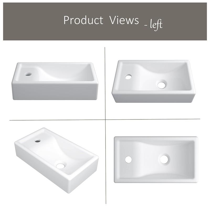 MEJE 16-Inch Wall Hung Basin Sink Combo, Small Cloakroom Basin,