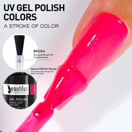 beautilux Hot Pink Gel Nail Polish, 1Pcs Bright Pink Color Gel Polish Soak Off UV Hot Pink Gel Manicure Salon at Home for Women (10ML)