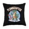 Plumbing Dinosaur T-Rex Pipe Wrench Dino Funny Plumber Throw Pillow