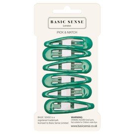 Basic Sense Epoxy Sleepies Hair Clips Metal Hairpins for Girls, Strong Hold and Durable Hair Pin, A Set of 6pcs, Green