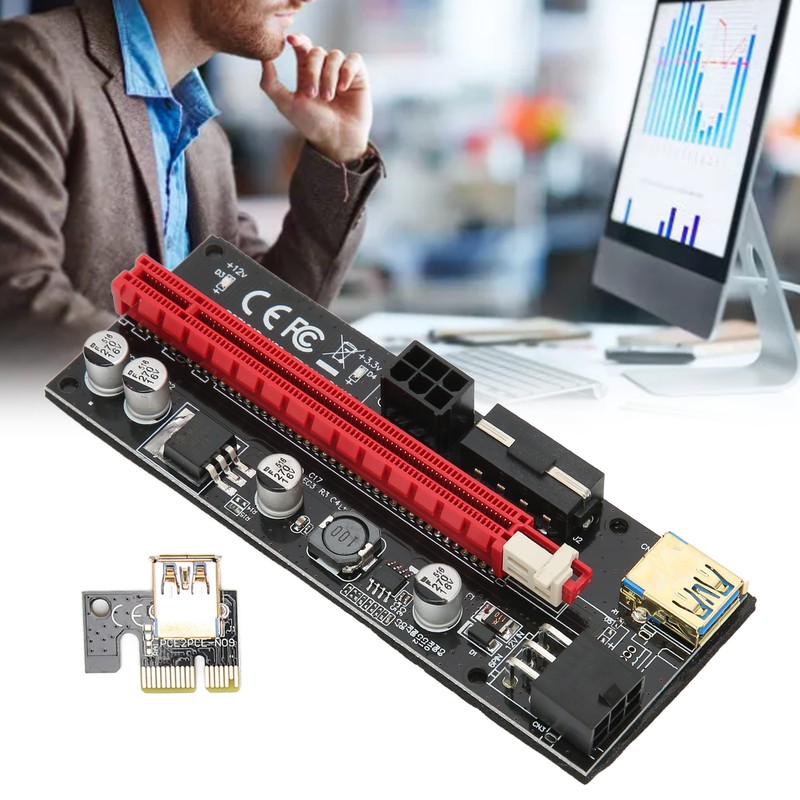 PCIE 1X to 16X Riser Card 4 Solid Capacitors 6