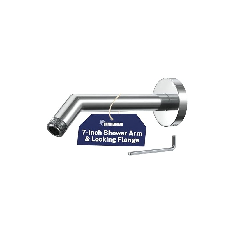 HammerHead® Solid Metal Shower Arm and Flange - 7.5 Inch