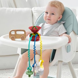 Suction Cup Toy - Cup Catcher Baby, Secure Teething Rings and Dummies for Highchair, Travel and Restaurant, Orange