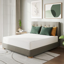 NAPSIE 10 Inch Full Size Mattress in a Box, Cooling Green Tea Gel Memory Foam Mattress, Medium Firm for Pressure Relief, Fiberglass-Free, CertiPUR-US Certified, 54"x75"x10"