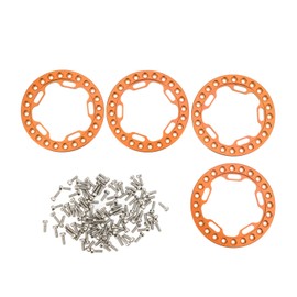 4Pcs 1.9in Wheel Outer Rings Rims High Abrasion Resistance CNC Machining Aluminum Alloy RC Wheel Rings Rims for 1/10 RC Orange