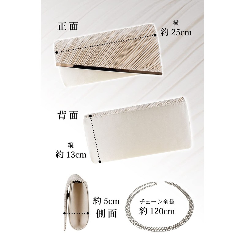 Reussite Party Bag Wedding Large 3-Way Pleated Women's Clutch Bag