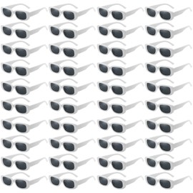 Geopty Wholesale 40 Pack White Rectangle Sunglasses Bulk Adults Unisex, Fun 90s Retro Wedding Rectangle Glasses Party Favors