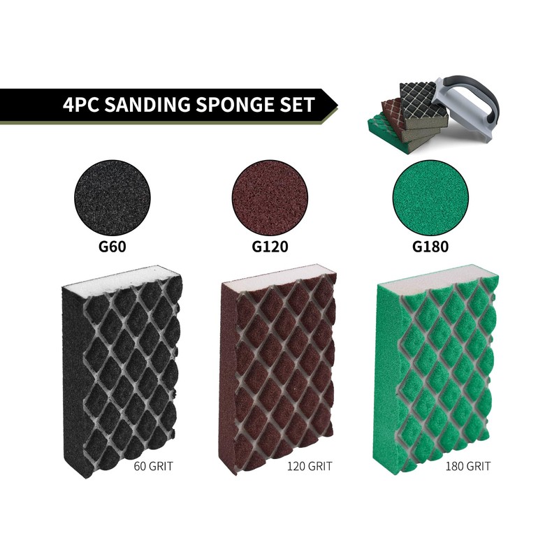 ROLLINGDOG Sanding Blocks - 4PC Different Specifications Hand Sanding Sponges