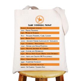 MYSOMY Camp Half Blood Tote Bag - Percy Book Gifts & Merchandise (Camp Schedule)