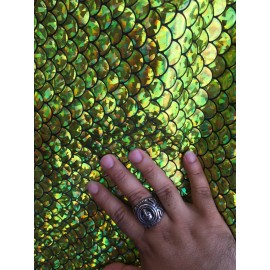 New Creations Fabric & Foam Lime Green Hologram Mermaid Fish Scales- 2 Way Stretch Spandex-by The Yard.
