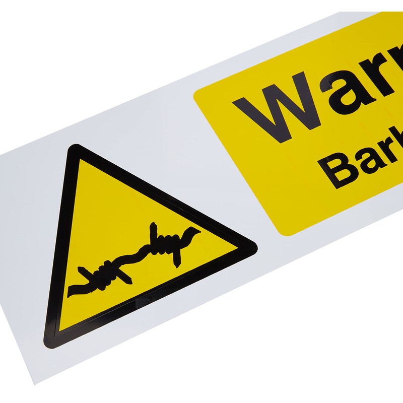 Caledonia Signs 11720G Warning Barbed Wire Sign, Rigid Plastic, G: