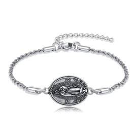 YAFEINI Virgen De Guadalupe Bracelet 925 Sterling Silver Our Guadalupe of Lady Charm Jewelry for Women, no gemstone