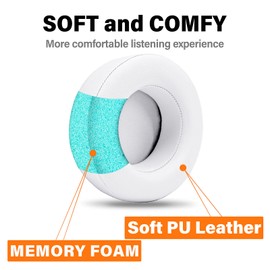 Earpads Compatible with Virtuoso RGB Wireless SE Gaming Headset - Memory Foam Earcups - PU Ear Cushions (White)