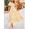 PRETTYGARDEN Women's Swiss Dot Boho Midi Dress Puff Sleeve Tiered
