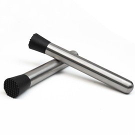 8" Stainless Steel Cocktail Muddler – Professional Drink Muddler for Mojitos, Mint, Fruits & Herbs – Bartender Tool with Nylon Head for Home Bar, Ice Crusher, Lemon Smasher & Kitchen Use