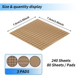 3 Pack Sticky Notes 3 x 3 Inches Aesthetic Sticky Notes with Lines Grids Cute Neutral Sticky Notes Lined Memo Pads for Home Office School, 80 Sheets/Pad, Brown