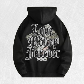 Love Money Forever Graphic Hoodie 100% Cotton US Warehouse 6 ColorsColor: Khaki, Size: L
