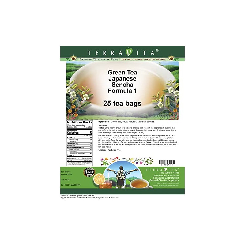 Green Tea Japanese Sencha Formula 1 (25 tea bags, ZIN: