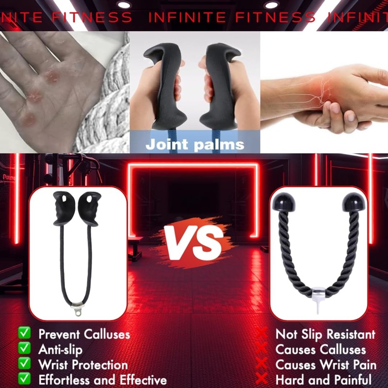 Infinite Fitness Ergonomic Tricep Bicep Rope Cable Attachment, Ticep Pull