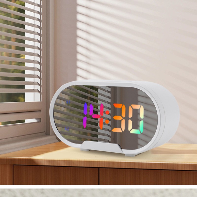 Digital Clock LED Alarm Big Digits Color Display Dimmable Adjustable
