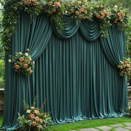 Hunter Green Backdrop Curtain for Parties Wrinkle Free Dark Green Photo Curtains Backdrop Drapes Fabric Decoration for Baby Shower Birthday Party Photography 5ft x 7ft,2 Panels