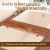 Stylish Black Bamboo Bathtub Tray Caddy with Adjustable Legs, Minimalistic