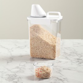 Storage Container with Measuring Cup: Convenient, Time-Saving Design. BPA-Free Polypropylene, 7 1/2-Cup Capacity. Pour, Measure, and Store Dry Ingredients Easily. Dishwasher Safe
