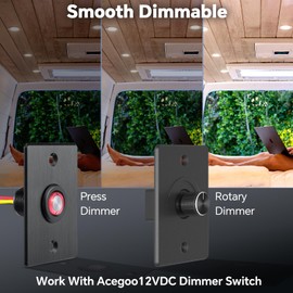 Luz LED de 12 voltios, montaje empotrado en el techo, 12 V, para debajo del gabinete, camper, furgonetas, caravanas, cabinas, camiones, autocaravanas, veleros, iluminación interior, 6 unidades (acabado negro blanco frío)