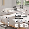 Overbed Table with Wheels, Overbed Desk with Adjustable Length and