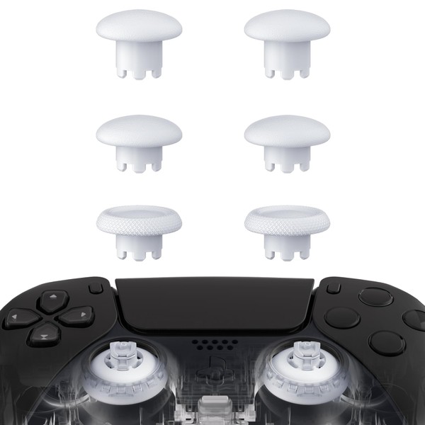 eXtremeRate Edge Style Thumbsticks for PS5 and PS4 Controller, Interchangeable Analogue Sticks, Joysticks Attachments for PS5 Controller, Solid White [ThumbsGear]