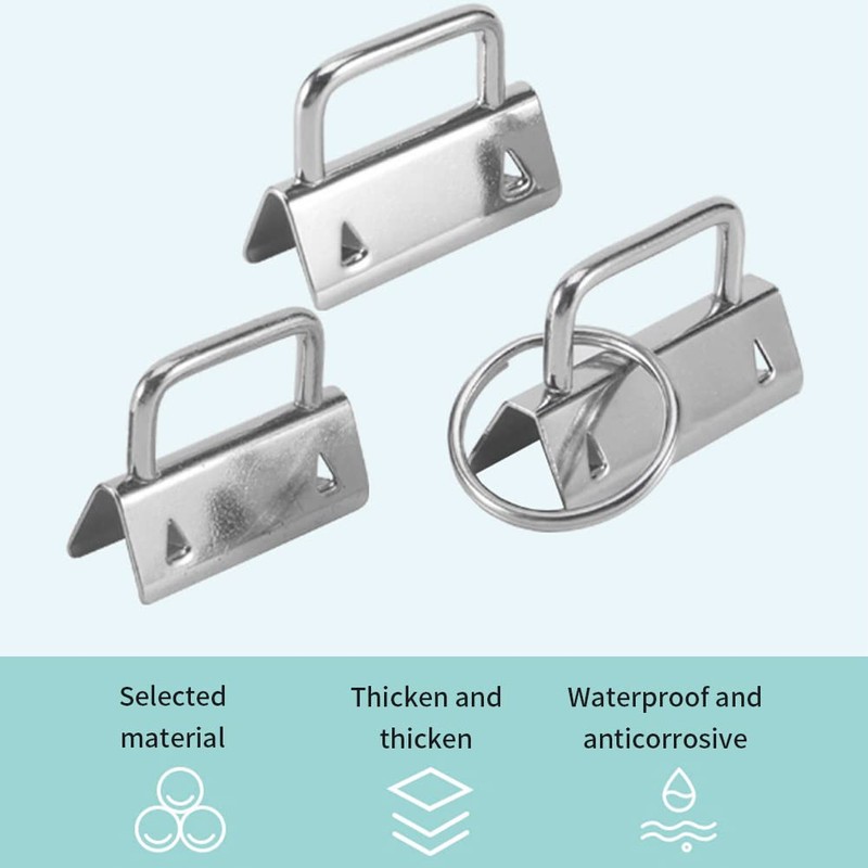 40Pcs 1 Inch Key Fob Hardware,Iron Tail Clip with Split