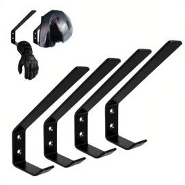 eupdd Pack of 4 Helmet Mount Wall: Helmet Mount Wall, Black Helmet Holder without Hole, Helmet Holder Motorcycle for Motorcycle Helmet, Bicycle Helmet, Jacket, Gloves, Wall Mounting, Garage, Home