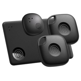 Life360 Tile Essentials - Localizadores Bluetooth para Llaves, Carteras, mandos y más. Compatible con iOS y Android. Paquete de 4 (Negro Tile/Slim/Sti