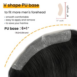 Lordhair Hairline Toupee Frontal Hairpiece，Men's Toupee 100% European Hair System V-Shape Human Hair,Natural Hairline Replacement System, 6 * 1 inch hairline toupee for Men