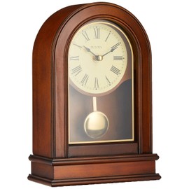 Bulova B7467 Hardwick Clock, Table top, Walnut Brown