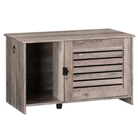 HOOBRO Cat Litter Box Enclosure, Hidden Cat Litter Box Furniture with Louvered Door, Spacious Hidden Cat Washroom with Divider, Cat Furniture Cabinet, Wooden Pet House, Greige BG07MW01