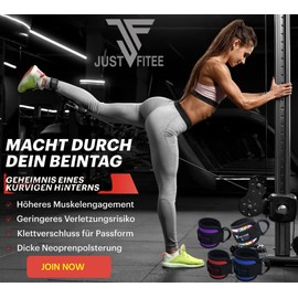 Just Fitee Ankle Straps for Cable Machine Attachments Gym Ankle Cuff for Kickbacks, Glute Workouts, Leg Extensions, Curls, Booty Hip Abductors Exercise for Men and Women, Adjustable Support (Multi)