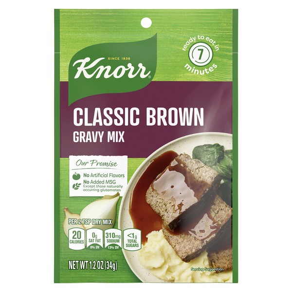 Knorr Gravy Mix For Delicious Easy Meals and Side Dishes Classic Brown Gravy With No Artificial Flavors, No Added MSG 1.2 oz (Pack of 24)