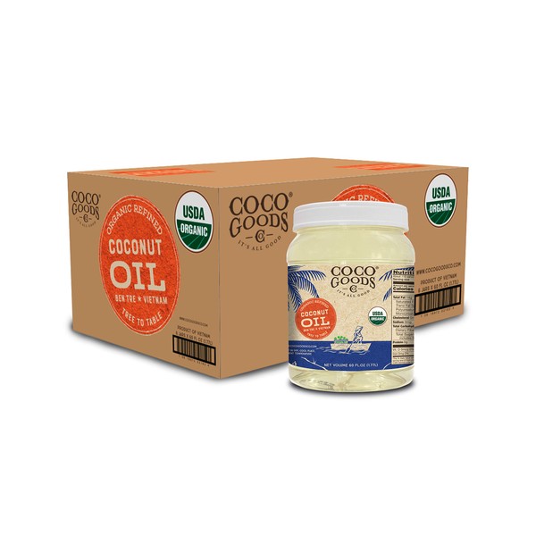 CocoGoodsCo Vietnam Single-Origin Organic Refined Coconut Oil (60 fl. oz,