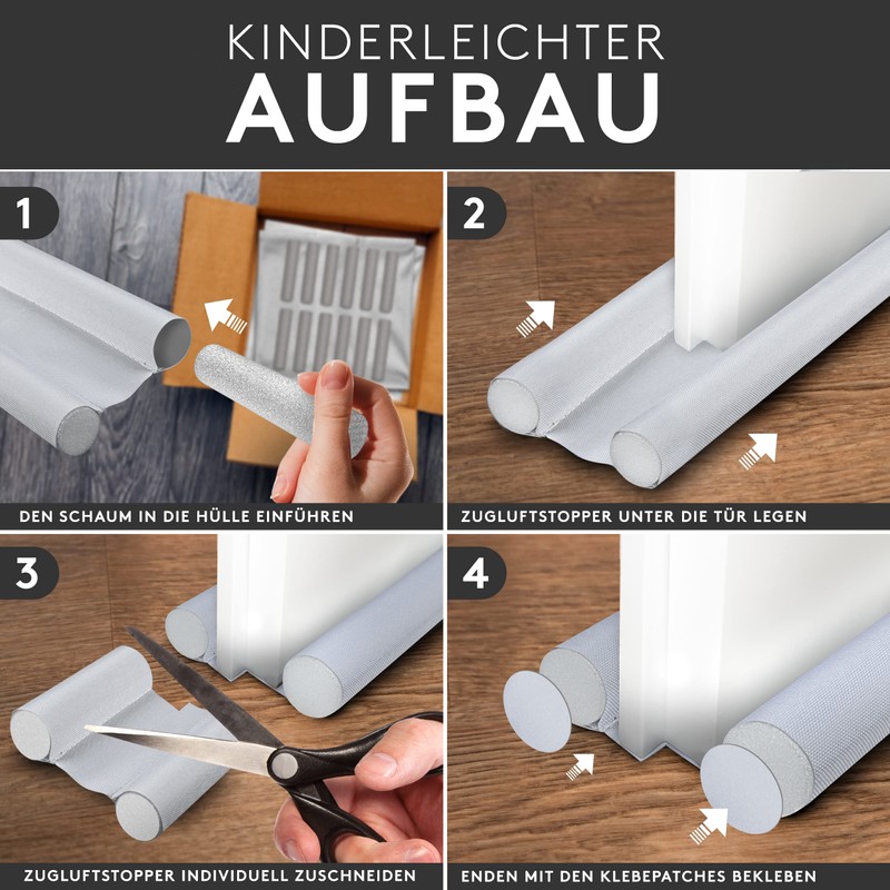 FALKENWERK Draught Excluder for Doors [Set of 2] - Cut